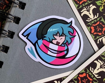 Your Turn to Die/YTTD- Shin Tsukimi Pride Scarf- Trans Pride 2" Charity Sticker