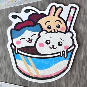 Chiikawa Ice Cream 2.5&quot; Holographic Hearts Vinyl Sticker