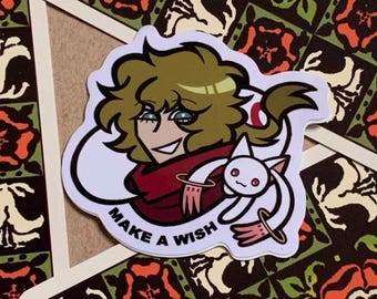 Your Turn to Die/YTTD - Sou Hiyori and Kyubey "Make a Wish!" - Holo 2.5 inch Vinyl Sticker