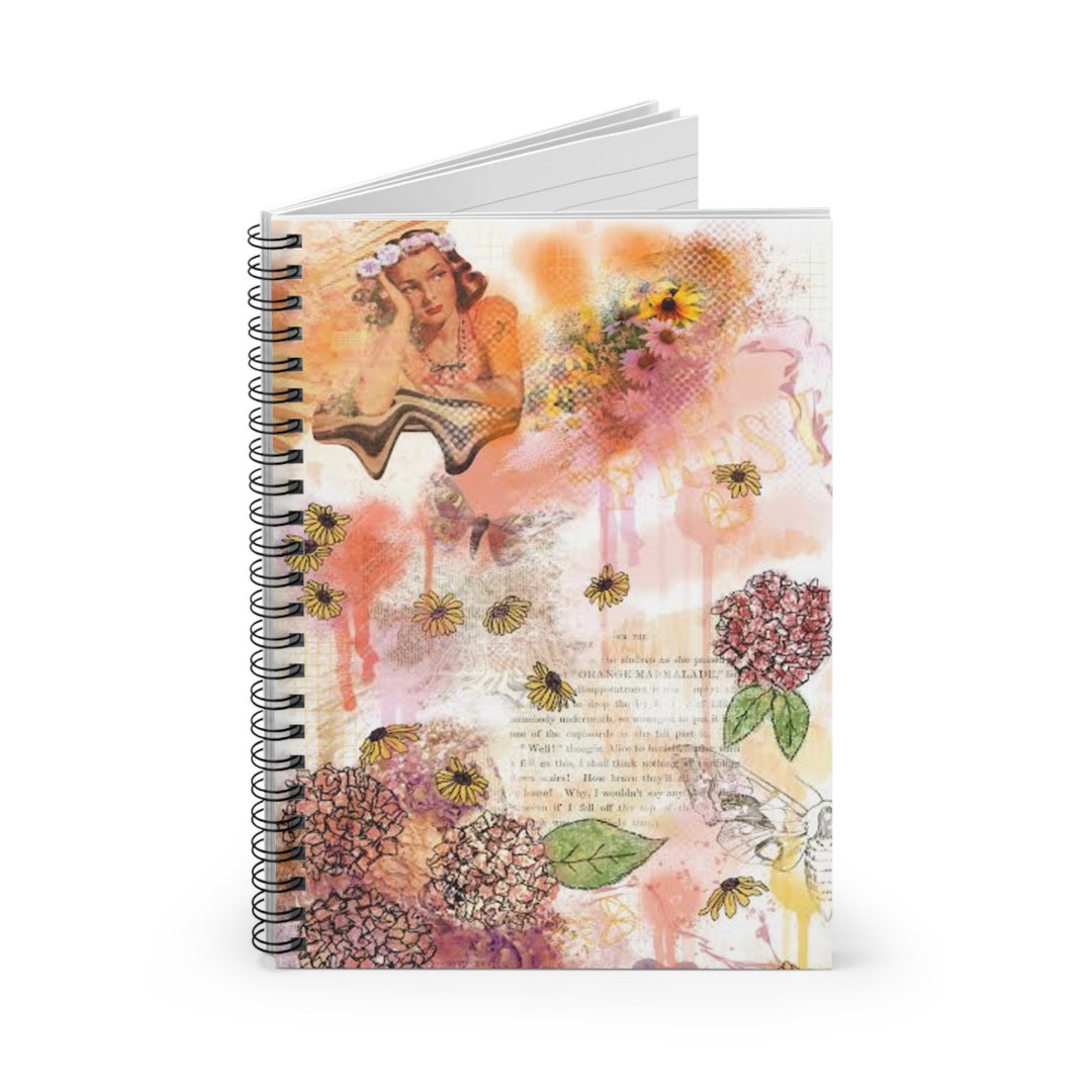 Floral Collage Spiral Notebook: Fresh Thoughts, Journal Gift - Etsy
