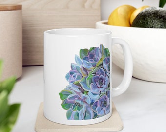 Succulent Coffee Mug: Hand-Drawn Ceramic Plant Lover Gift
