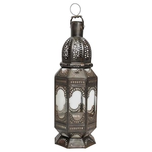 Moroccan Candle Lantern made of Metal and Clear Glass