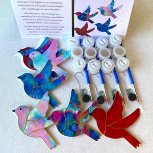 Kintsugi Mended Bird Group Art Kit: crea dipinti originali per onorare il tuo sé forte e bello. Meditazione guidata inclusa.