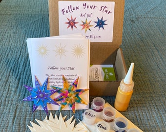 Follow Your Star Ornament - Magnet Art Kit - create an original piece of art to share or display - set of 6