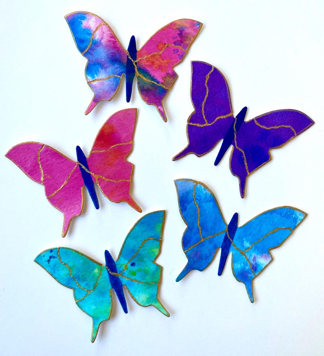 Kintsugi Butterfly Magnet & Ornament | Original Art With Inspirational ...