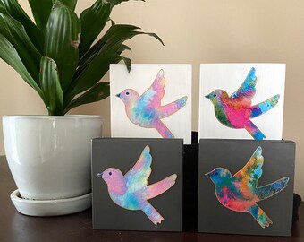 Soaring Bird inspirational painting on wood block