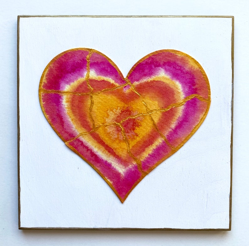 Kintsugi Mended Heart art kit create an original painting to honor your strong, beautiful mended heart. Guided meditation included. image 6