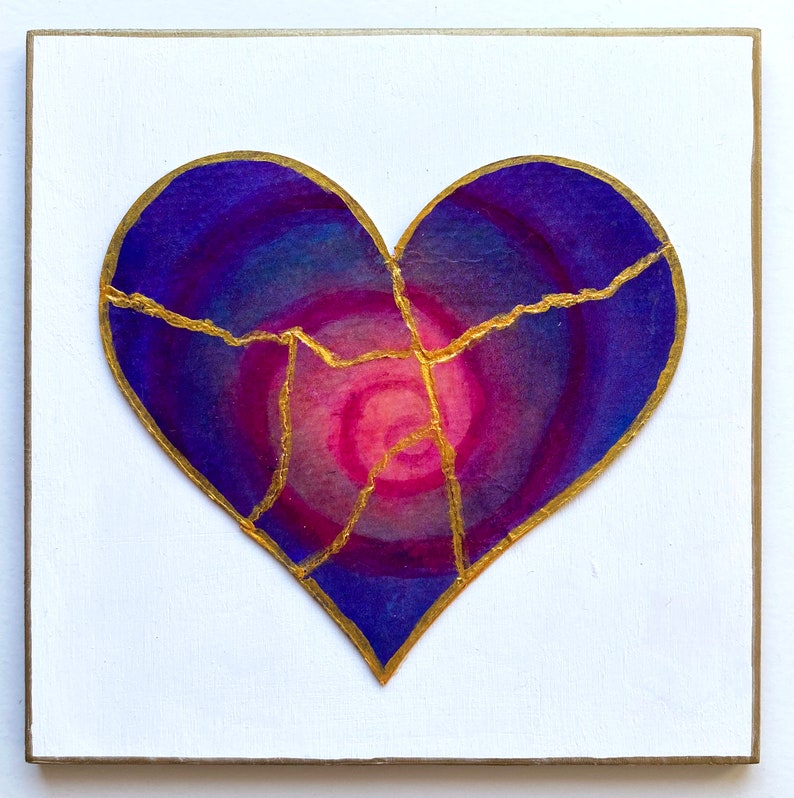 Kintsugi Mended Heart art kit create an original painting to honor your strong, beautiful mended heart. Guided meditation included. image 4