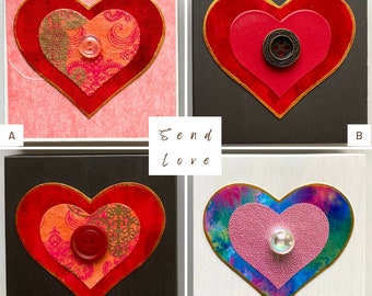 Heart inspirational painting on wood block mini shelf art