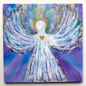 Guardian Angel, sympathy, inspirational one of a kind original painting image 1
