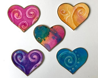 Heart Ornament- Magnet, one of a kind original paintings