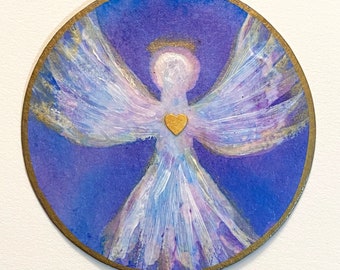 Guardian Angel Ornament- Magnet, sympathy, inspirational gift, one of a kind original paintings