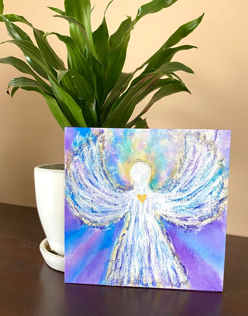 Guardian Angel, sympathy, inspirational one of a kind original painting image 4