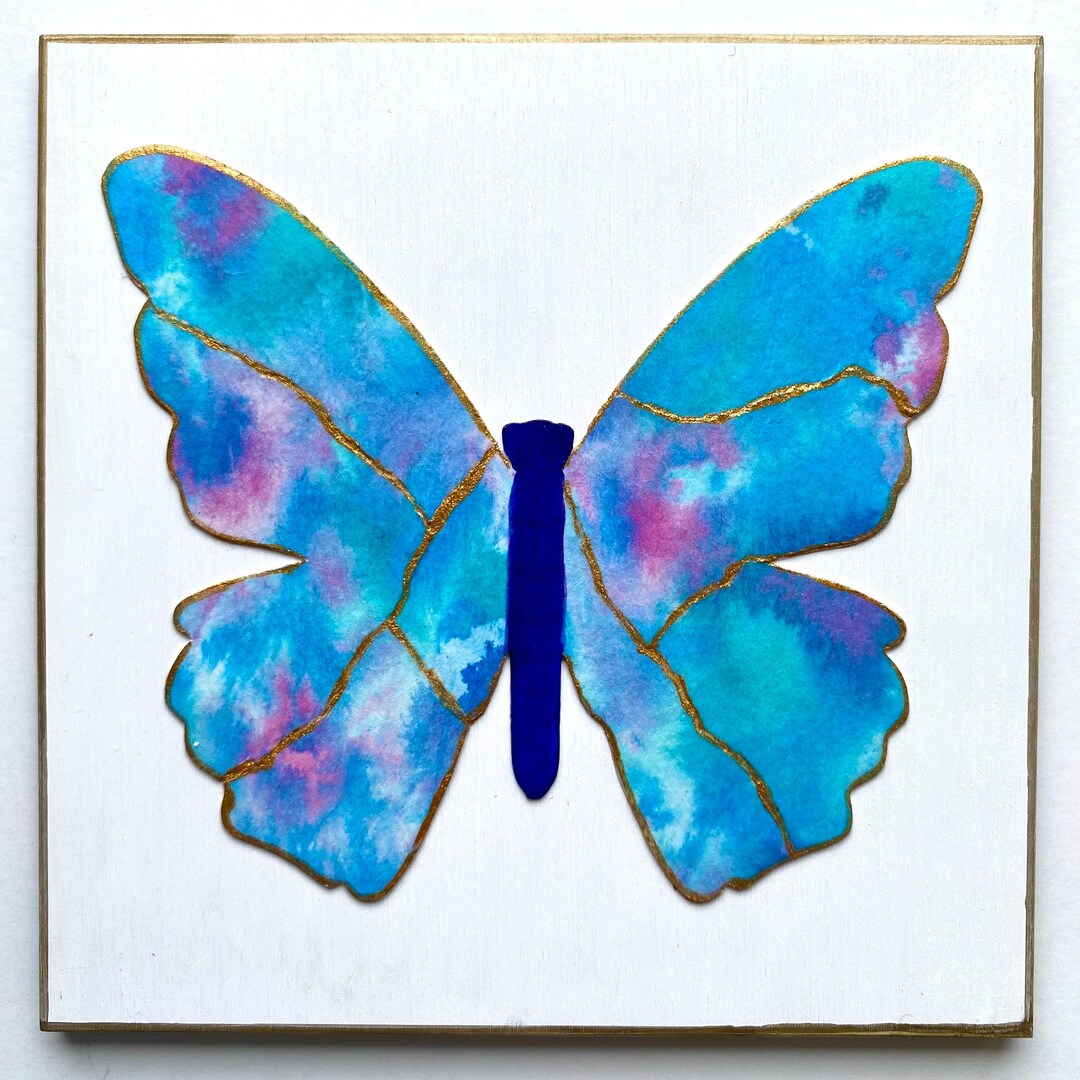 Kintsugi Mended Butterfly Painting - Unique Art Piece With ...