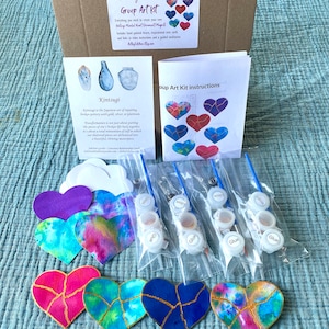 Kintsugi Mended Heart Group Art Kit: crea dipinti originali per onorare i tuoi cuori forti e belli guariti. Meditazione guidata inclusa.