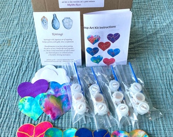 Kintsugi Mended Heart Group Art Kit - create original paintings to honor your strong, beautiful mended hearts. Guided meditation included.