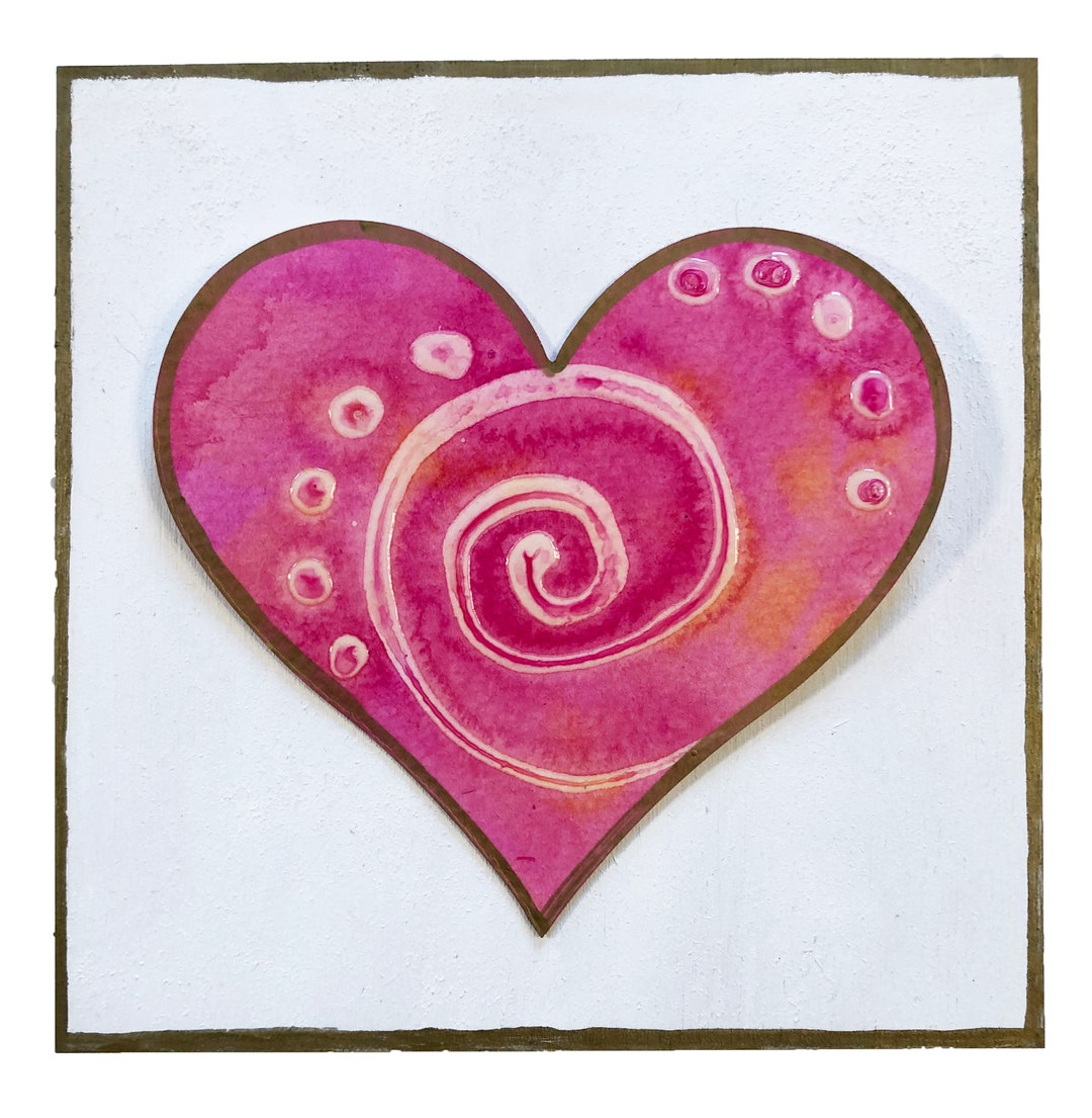 Heart Painting Original Art Watercolor Heart Mounted on 6 X Etsy
