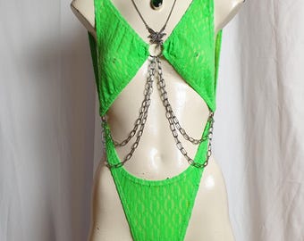 Body a perizoma azzurro "Corvo in catene"