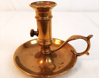 Vintage brass candlestick Antique candle holder Italian vintage 60s Candle holder with handle Old candlesticks Gift for her