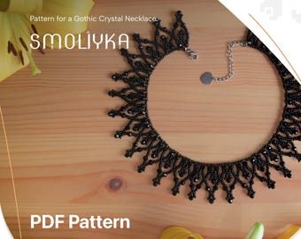 Gothic Halskette Muster | Perlen Choker PDF Anleitung | Schwarzer Kristall Kragen Schmuck