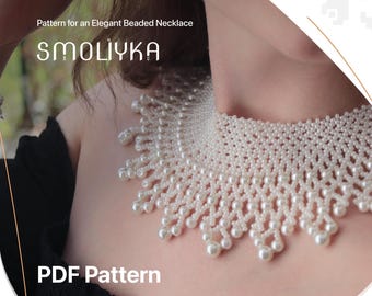 Elegante Perlenkragen Halskette Muster PDF | Beige Creme Sylyanka Anleitung | DIY Schmuck Pattern