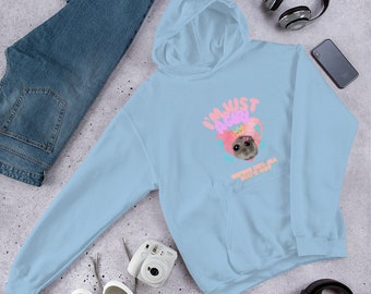 Hoodie I am just a girl sad hamster classic hoodie pink pastel blue trend gift for bestfriend