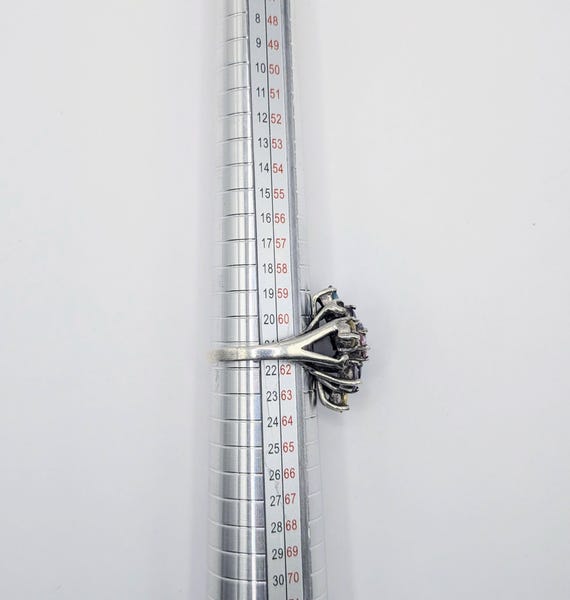 Vintage Multi-Gemstone Cluster Ring - Solid Sterl… - image 12