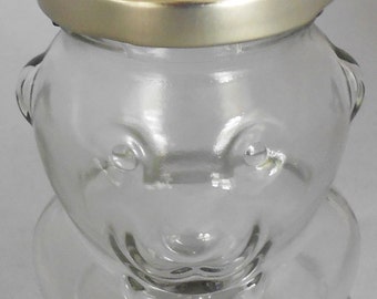 Candle Making Glass Jar with Metal Gold Tone Lid- 9 ounce Honey Bear Jar - Glass Candle Jar - Glass Honey Jar - Glass Candle Container
