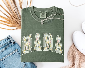 Comfort Colors® Floral Mama Shirt, Shirt For New Mom, Mama Spring Shirt, Mama Shirt, Mothers Day Shirt.