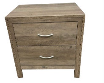 Solid Wood Rustic Oak Nightstand with Golden Accent: Premium Quality, Easy to Clean, Long-Lasting - All in One - Close-Out Cell Liquidation!
