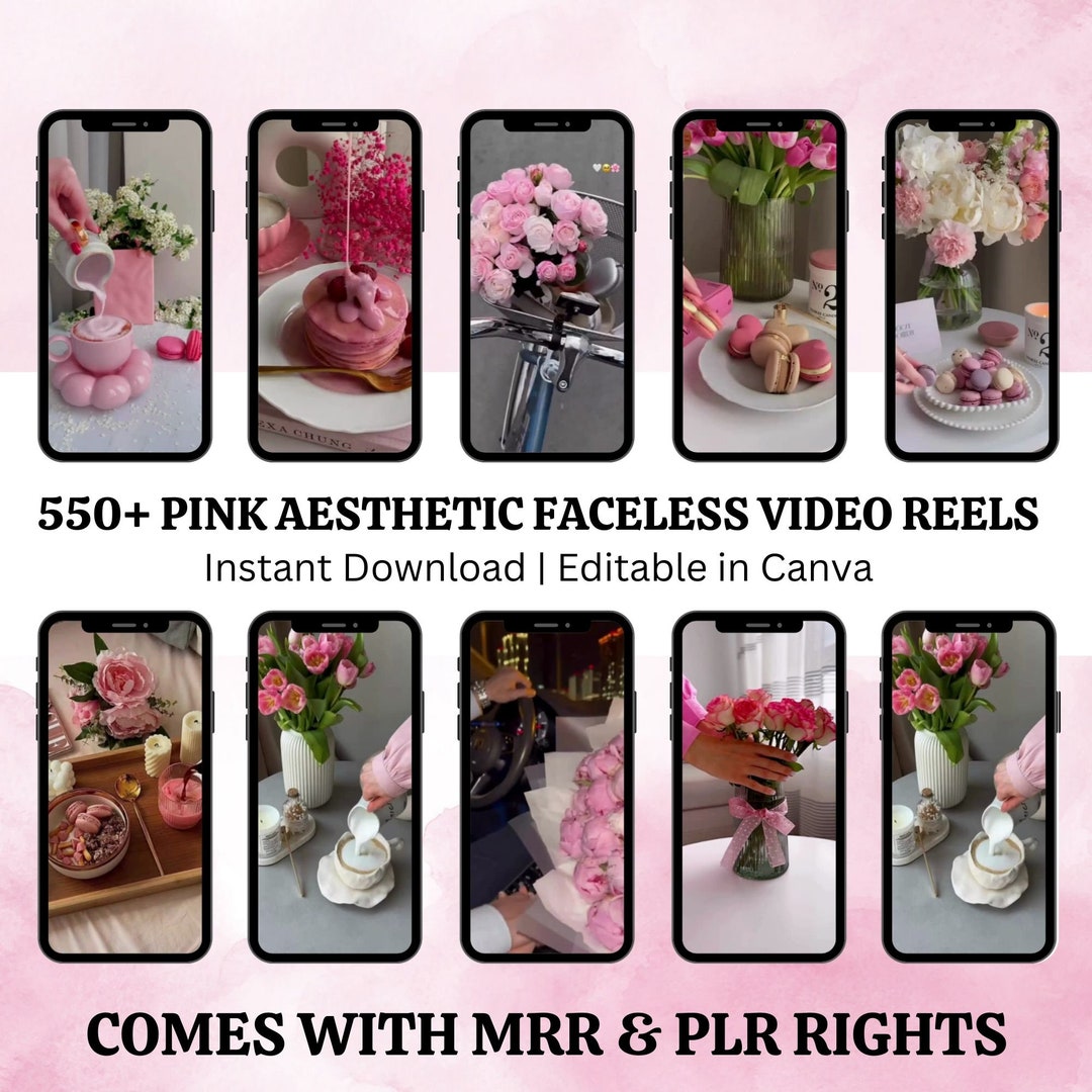 550 Pink Aesthetic Faceless Reels With Master Resell Rights - Faceless ...