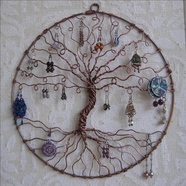 Earring Tree, Copper Tree of life, wall hanging, wall art, earring holder, jewelry display, earring display