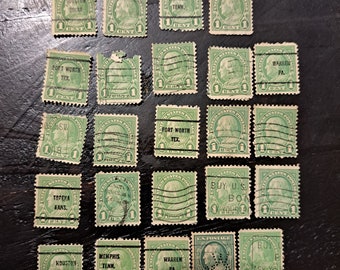 vintage 1932 green Benjamin  Franklin postage stamps 24 total