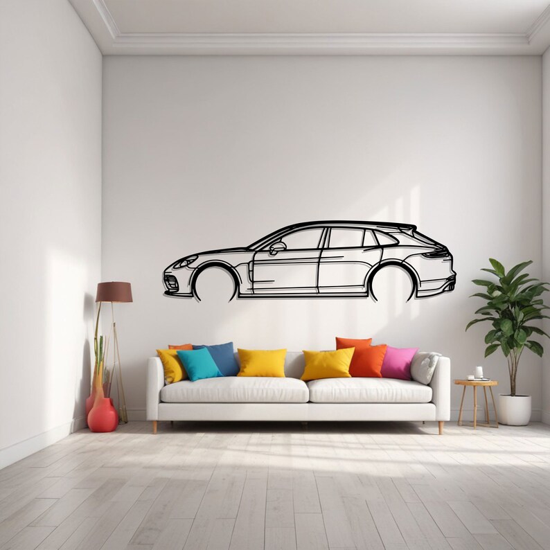 Metal Car Silhouette Wall Art, Metal Wall Decor, Gift For Car Lovers