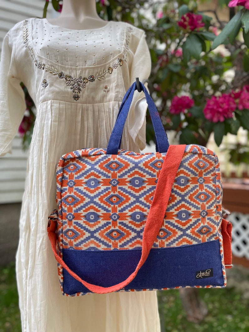 Ecofriendly Burlap Messenger Bag Laptop Bag Briefcase Handmade Hemp