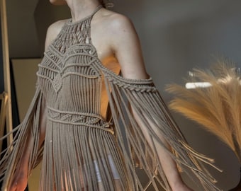 Macrame Festival Dress: Boho Wedding Fairy Gown, Custom Fit
