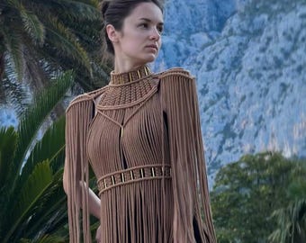 Cleopatra macrame dress from cotton — Handmade, Custom fit