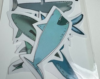 Shark Stickers - Ocean Animal Decals, Set of 7