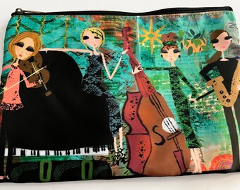 Makeup Bag -Cosmetic bag 6x9 Bag - Music bag - Design on both sides