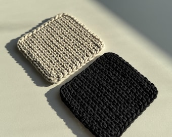 Crochet cup coaster, minimalist cotton drink mats, handmade kitchen decor gift