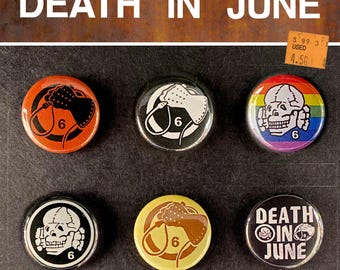 6 x Death In June # 1 button badges (25 mm, 1 inch) pins