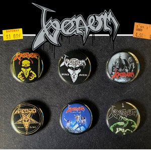 6 x Venom button badges  (25 mm, 1 inch) pins