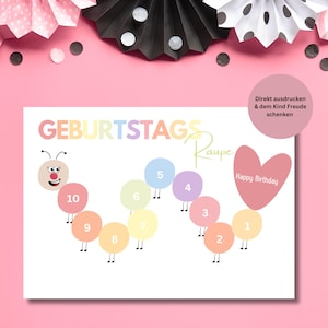 Bruco compleanno, fai da te – decorazione per feste di compleanno per bambini | Bruco digitale per il conto alla rovescia del compleanno - Perfetto per ragazzi e ragazze, Arcobaleno