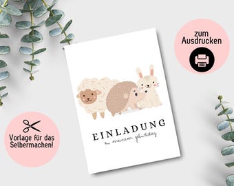 Invitation cards children's birthday, invitations for children's birthday, invitation cards craft, DIY template for self-designing farm
