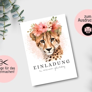 Uitnodigingskaarten voor kinderverjaardagen, uitnodigingen voor kinderverjaardagen, uitnodigingen voor knutselen, DIY-sjabloon om zelf leeuwentijger te ontwerpen