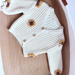 Sunflower Daisy Baby/Toddler Cardigan - Sweet One Birthday Outfit - One Sweet Sunflower Theme - Hand Embroidered Sweater - Spring Outfit