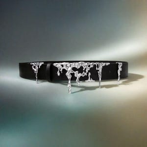 Cyberpunk Lava Ajustable Belt – Heavy Duty Liquid Metal Design, Unisex Industrial Waist Accessory, Unique Gift for Fashion Lovers
