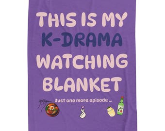 Velveteen Plush Blanket - K-Drama Watching Blanket with Soju and Banana Milk, Perfect Gift for K-Drama Lovers, Cozy Korean Drama Blanket,