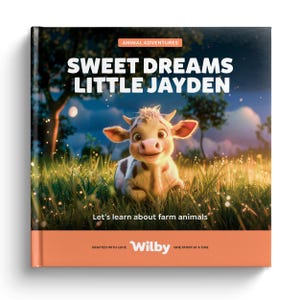 Personalized Children's Book, Farm Animals Bed Time Story, Personalised Gift For Kids, Customized Baby Birthday Present, Custom Cow Cover