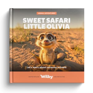 Sweet Safari Personalized Children’s Book with Savanna Animals, Custom 1st Birthday Gift, Bedtime Keepsake for Girl or Boy, Meerkat Edition